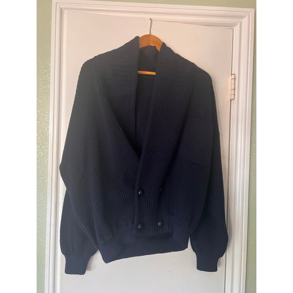 Portobellos VintageTwo-Button Knitted Sweate Blue Low Neck Long Sleeved - Picture 3 of 16